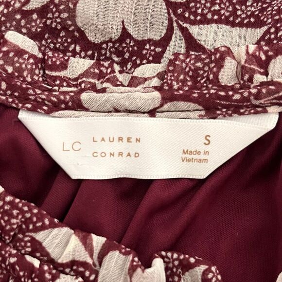 LC Lauren Conrad Maroon Floral Boho Top Size S - Picture 3 of 5